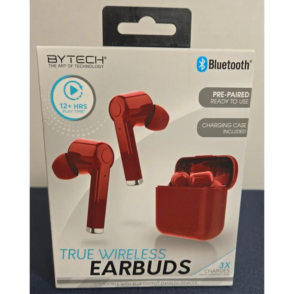 BYTECH True Wireless Earbuds Bluetooth And Charger Case, Pre Paired. BRAND NEW